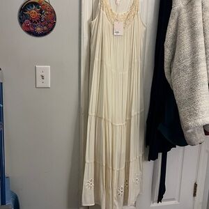 LC Lauren Conrad Lace-Trimmed Cream Dress